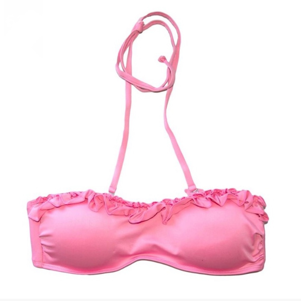 Boutique Ruffle Bandeau Swimsuit Top Pink Monogram Women’s/Juniors Size Small
